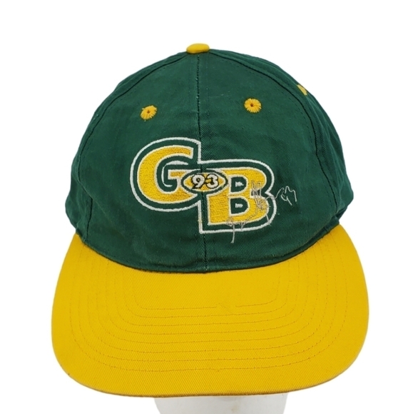 90s Packers Hat Green Bay Gilbert Brown 93 Snapback Ball Cap Burger King GB Logo - Picture 1 of 13
